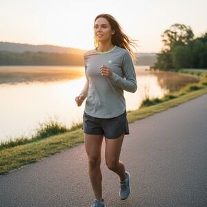 Rabbit EZ Tee Long Sleeve Running Shirt Womens XL Sage Green RW486 Perforated